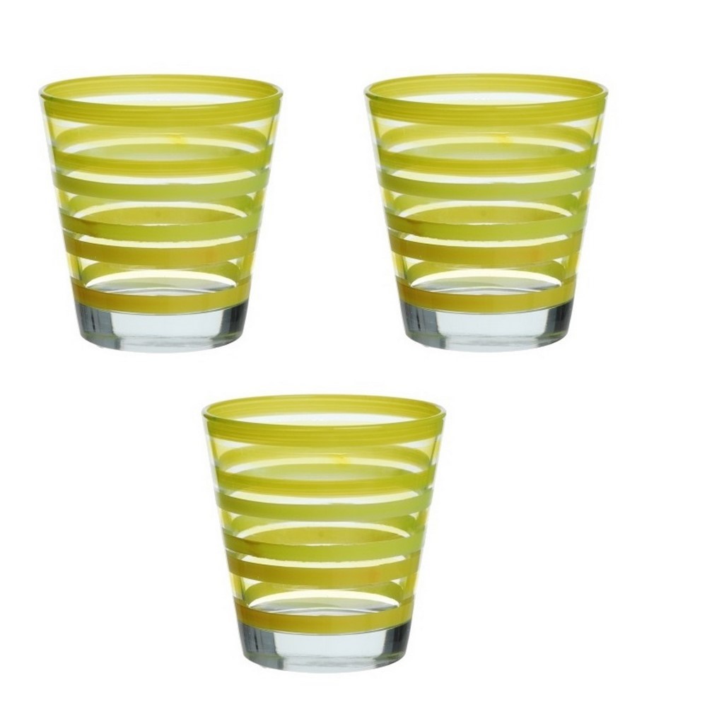 Acquista online No. 3 glasses glass LINES yellow water 25 cl Excelsa